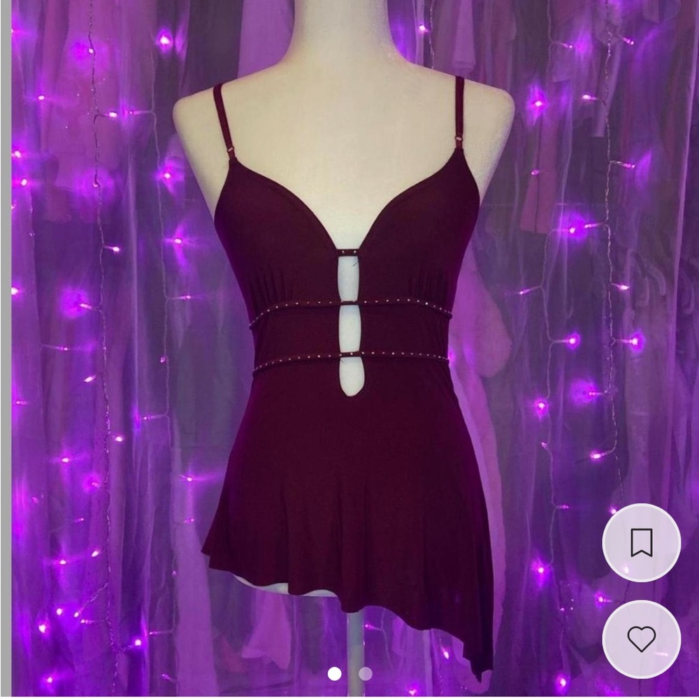 Purple spaghetti strap asymmetrical top <3